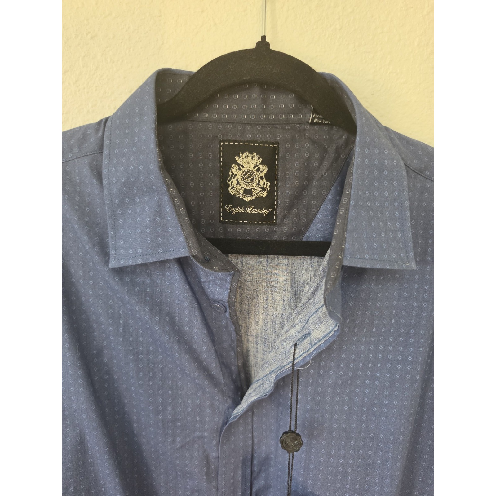 English Laundry Men's Blue Geometric Cotton Shirt L Collared Button-Up Top Nwt — image 2 of 8